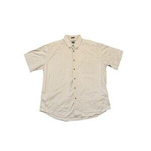 Dockers Khakiware Mens XL Beige Button Down Shirt Short Sleeve Cotton Casual